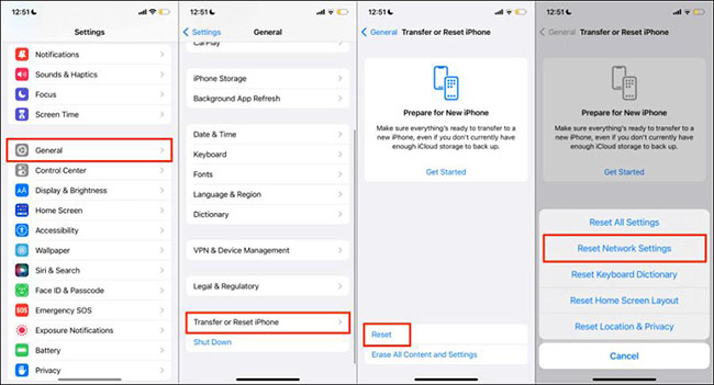 iphone reset network settings