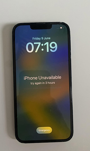 iphone unavailable try again in 3 hours