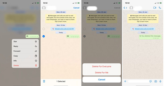 iphone unsend whatsapp message