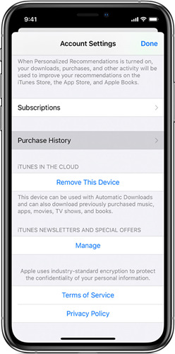 search itunes purchase history