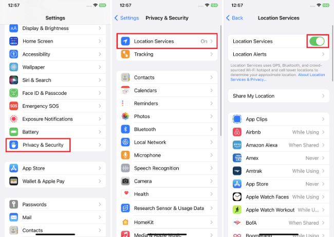 enable location service on iphone