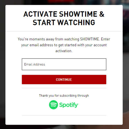 showtime and spotify login