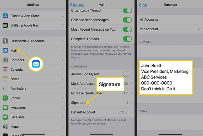 add email signature on iphone