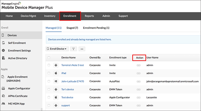 manageengine remove mdm