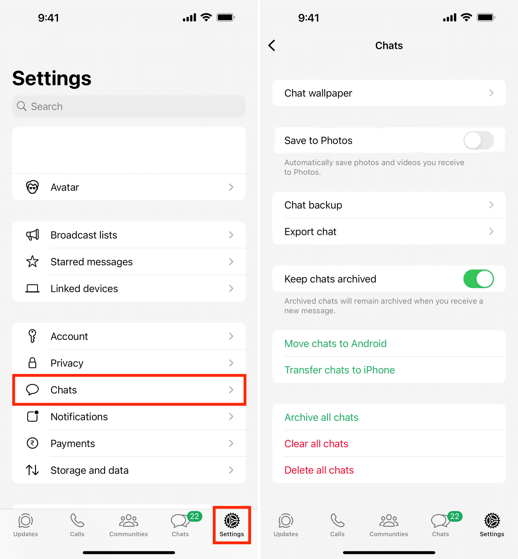 move to android setting