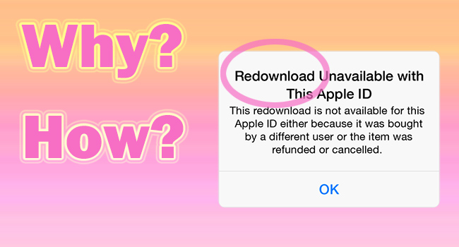 redownload unavailable with this apple id