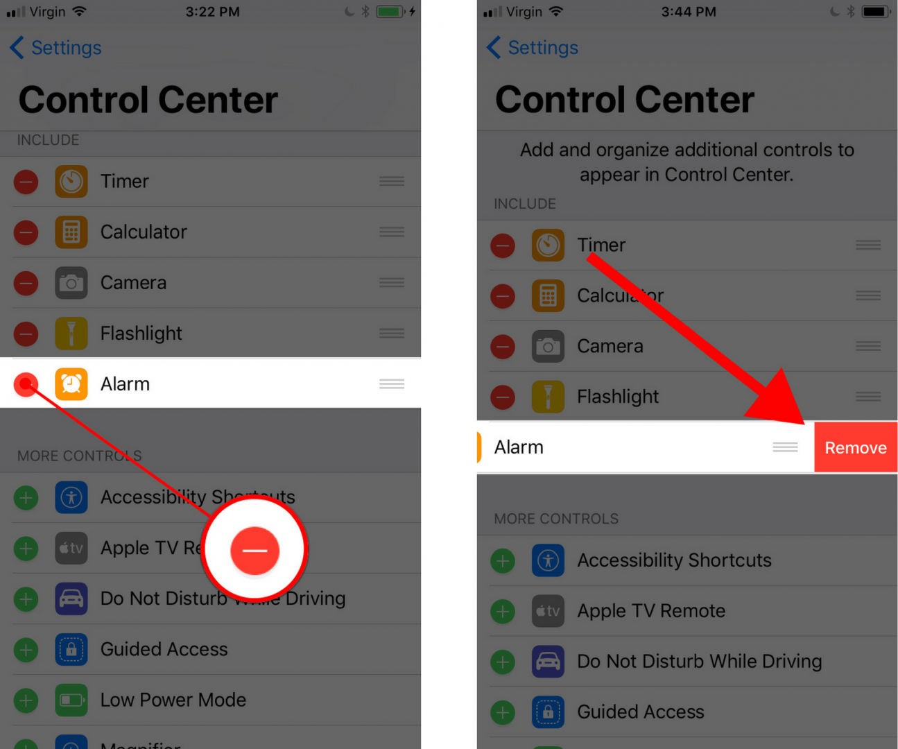 remove add app control center