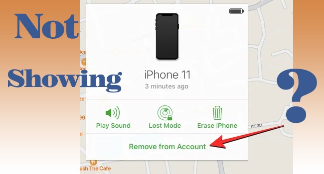 remove from account not showing icloud