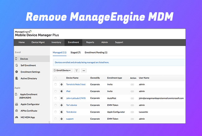 remove manageengine mdm