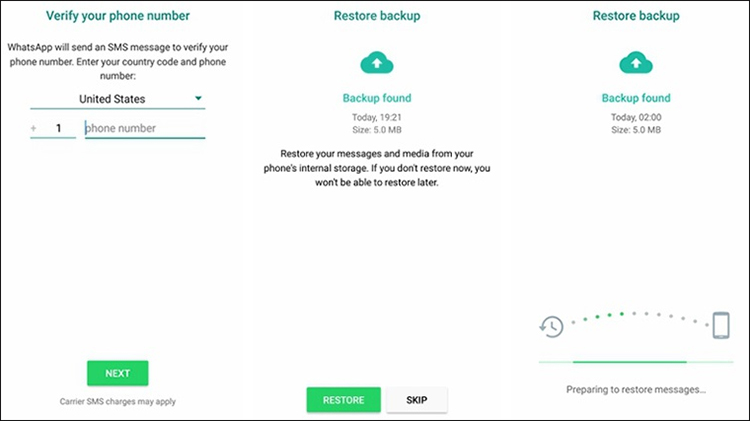 restore whatsapp backup from android