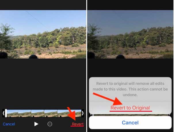 revert to original iphone video