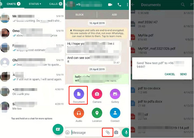 how to send pdf in whatsapp on android