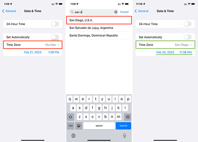 set time manually iphone