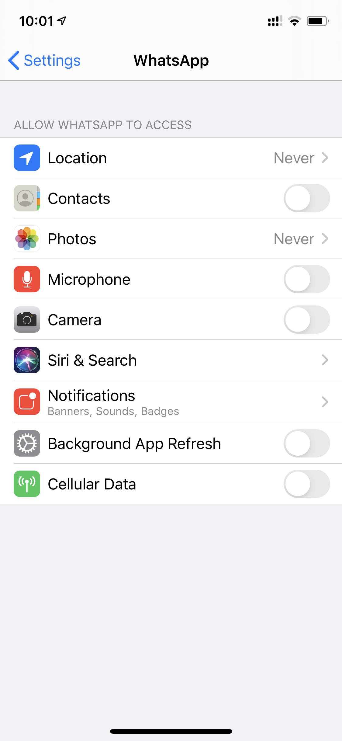 set whatsapp permission iphone