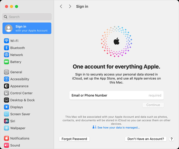 sign in to apple id on mac