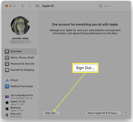 sign out apple id on mac