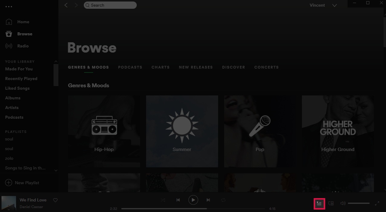 how to open spotify queue