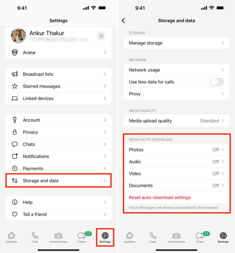 stop auto download in whatsapp ios