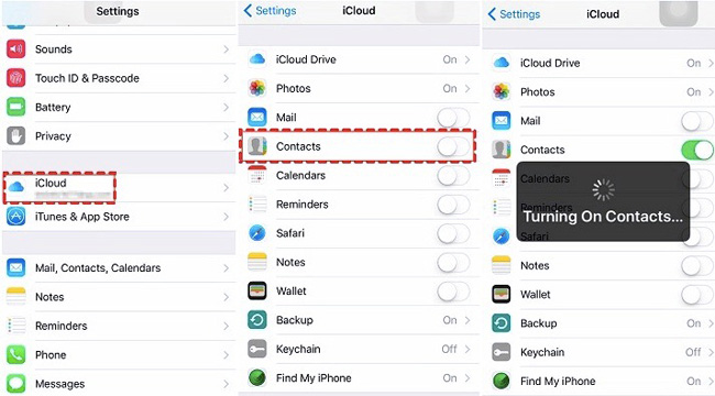 sync contacts on icloud