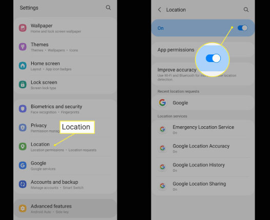 turn on location on android phone