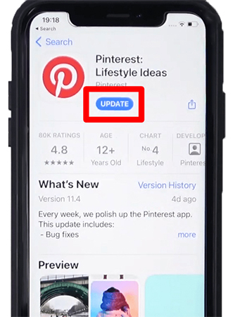 update pinterest iphone