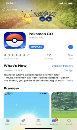 update pokemon go on iphone