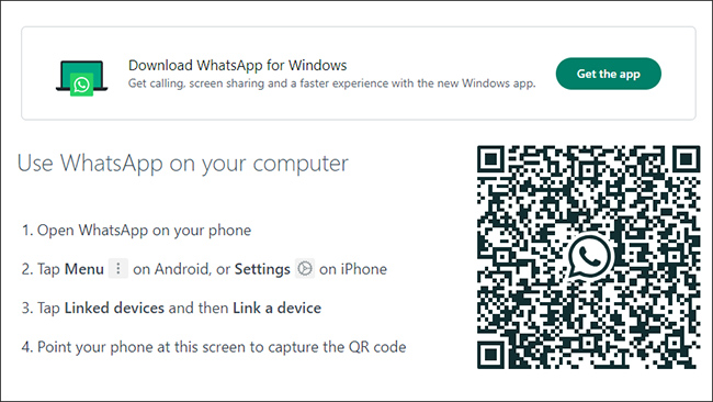 use whatsapp web via linked devices