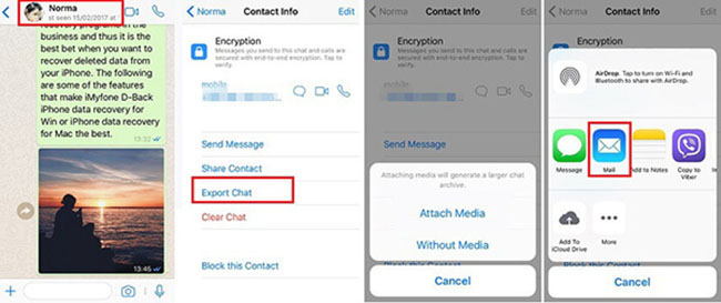 iphone whatsapp email without media