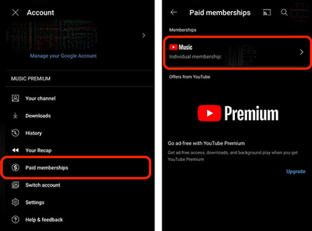 check subscription status if youtube music is not working