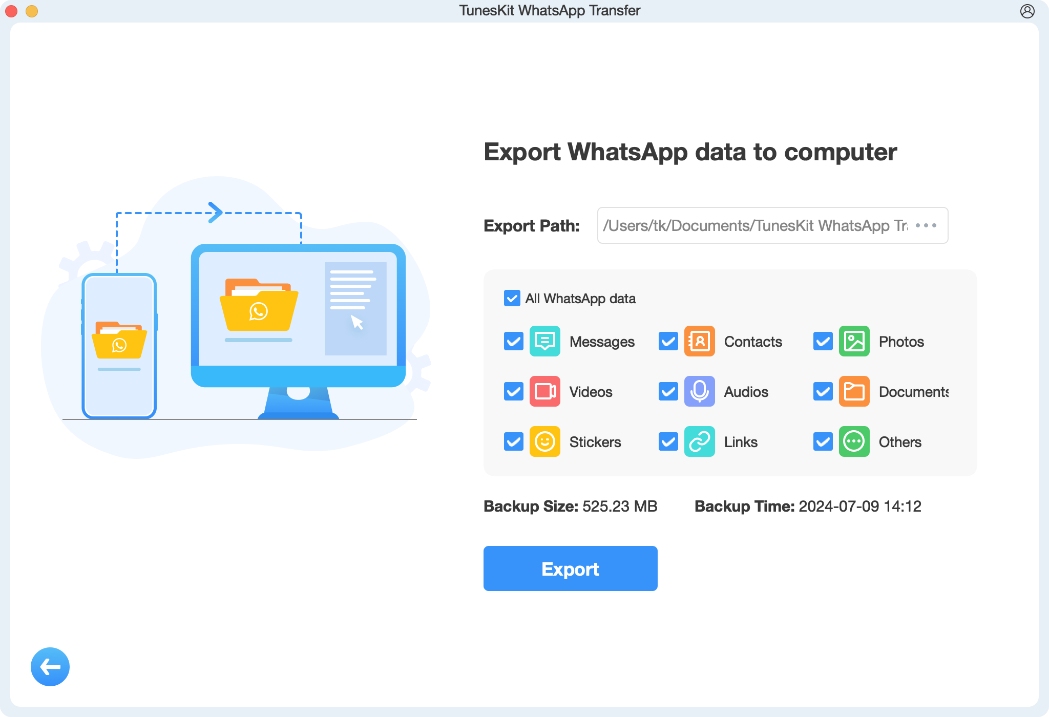 export whatsapp data
