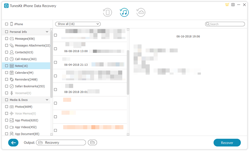 recover lost notes